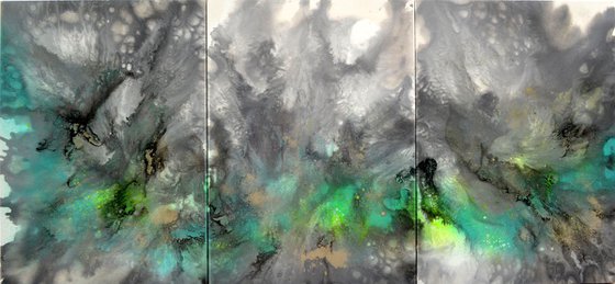Astral Love 5 - 150x70x4 cm - Big Painting XXL - Large Abstract, Supersized Painting - Ready to Hang, Hotel Wall Decor