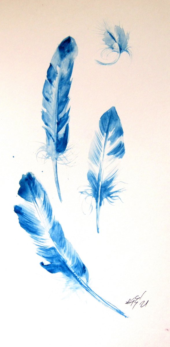Blue feathers/32,5 x 16 cm/ by Kovcs Anna Brigitta