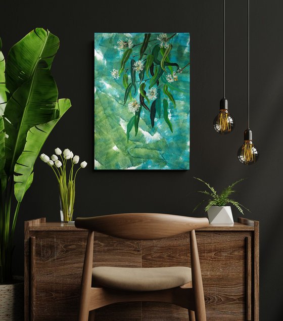 Eucalyptus on expressive background