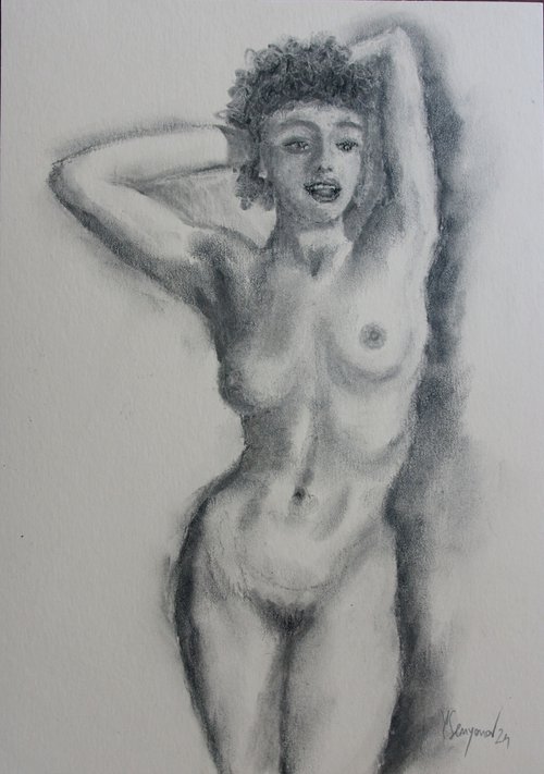 Female Figure 39 Charcoal Sketch by Juri Semjonov