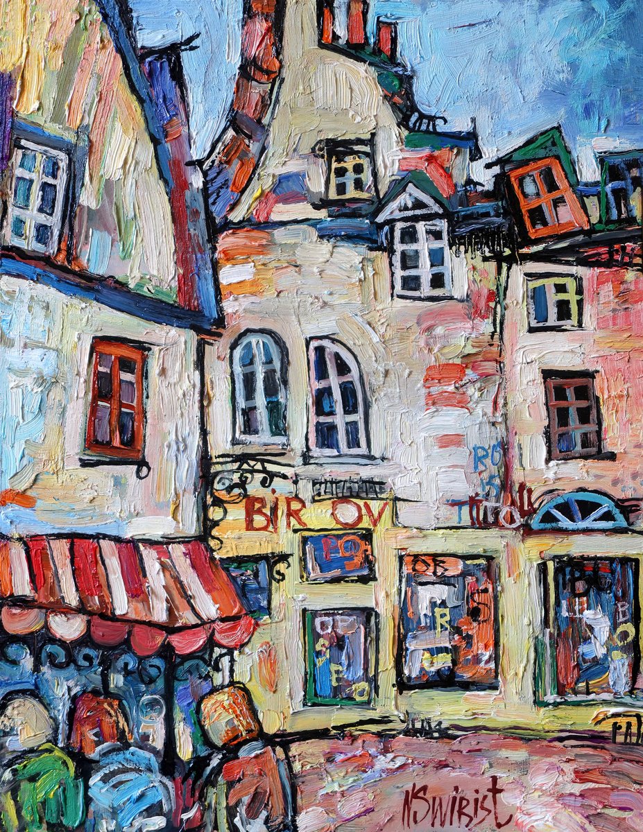 Impressionistic Cityscapes Oil Painting By Nikifor Swiristuhin, 11 X 14", Street Of Paris., Original Artwork