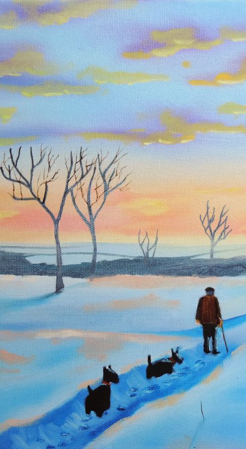 winter landscape painting "Old Soldiers" by Gordon Bruce