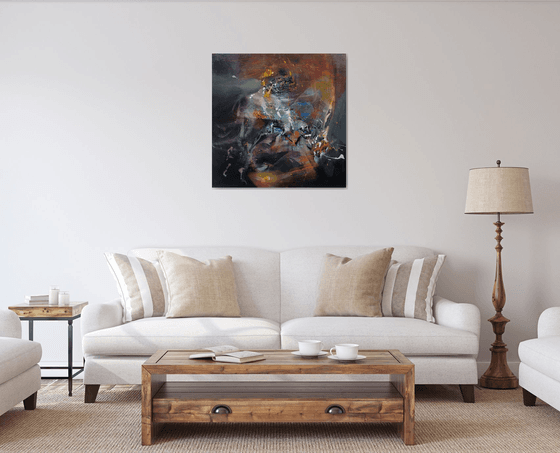 Beautiful enigmatic abstract large painting mindscape by master O Kloska