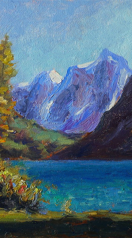 Among Of The Altai Mountains - original sunny landscape, painting by Nikolay Dmitriev