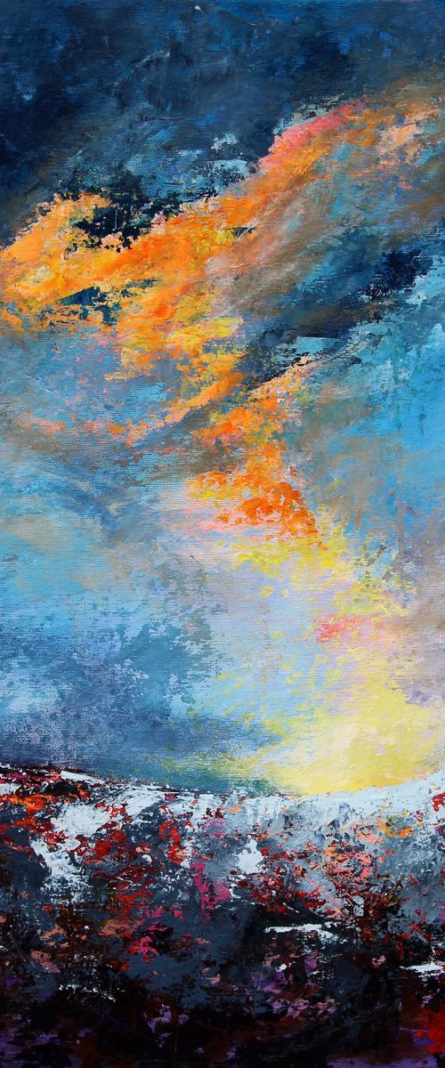 Electrified #2- large atmospheric landscape painting by Cecilia Frigati