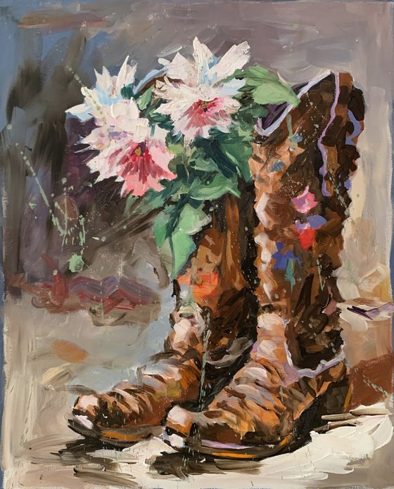 Cowboy Boots with Flowers.