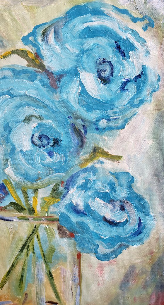 "Kindness" - Flowers - Still Life - Blue