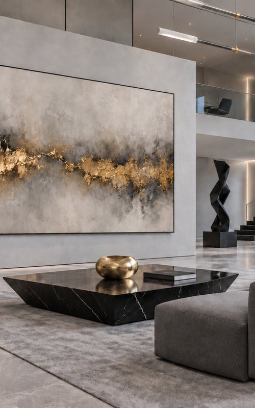 Abstract Gold Light in Gray Ash by Indie Ru