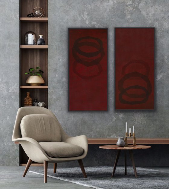 Ways Red - Diptych Painting
