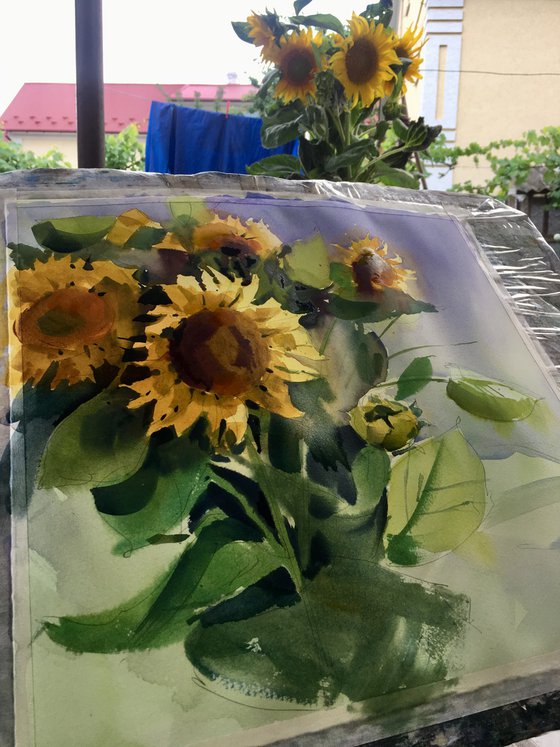 Sunflowers watercolor painting