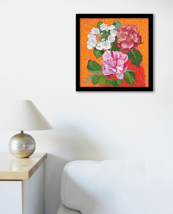 Hydrangeas and Rose