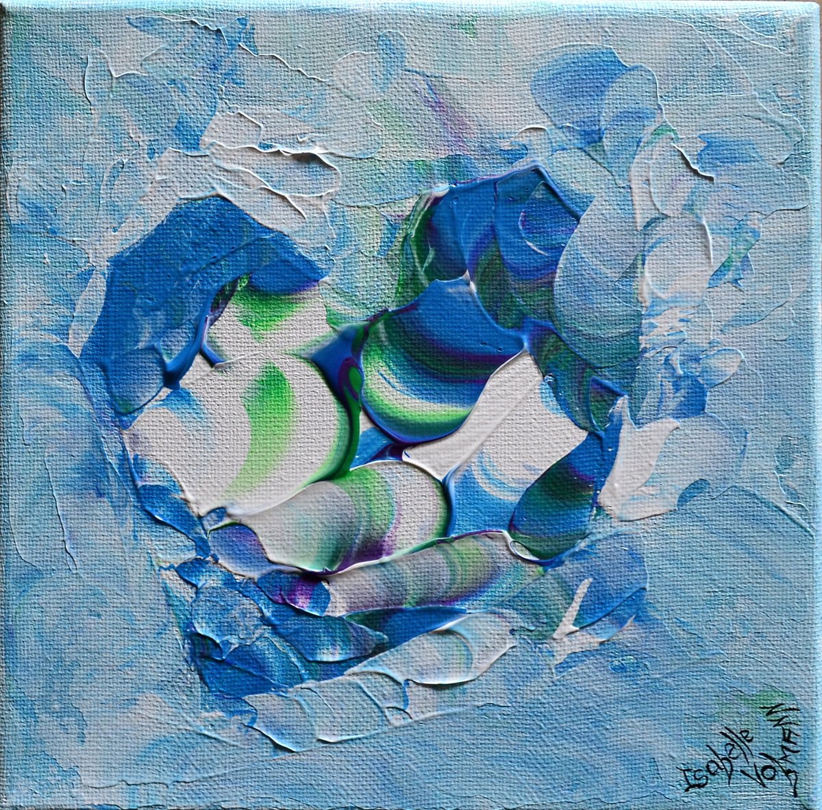 Abstract Acrylic Painting By Isabelle Vobmann, 8 X 8, Angel Love, Original Artwork