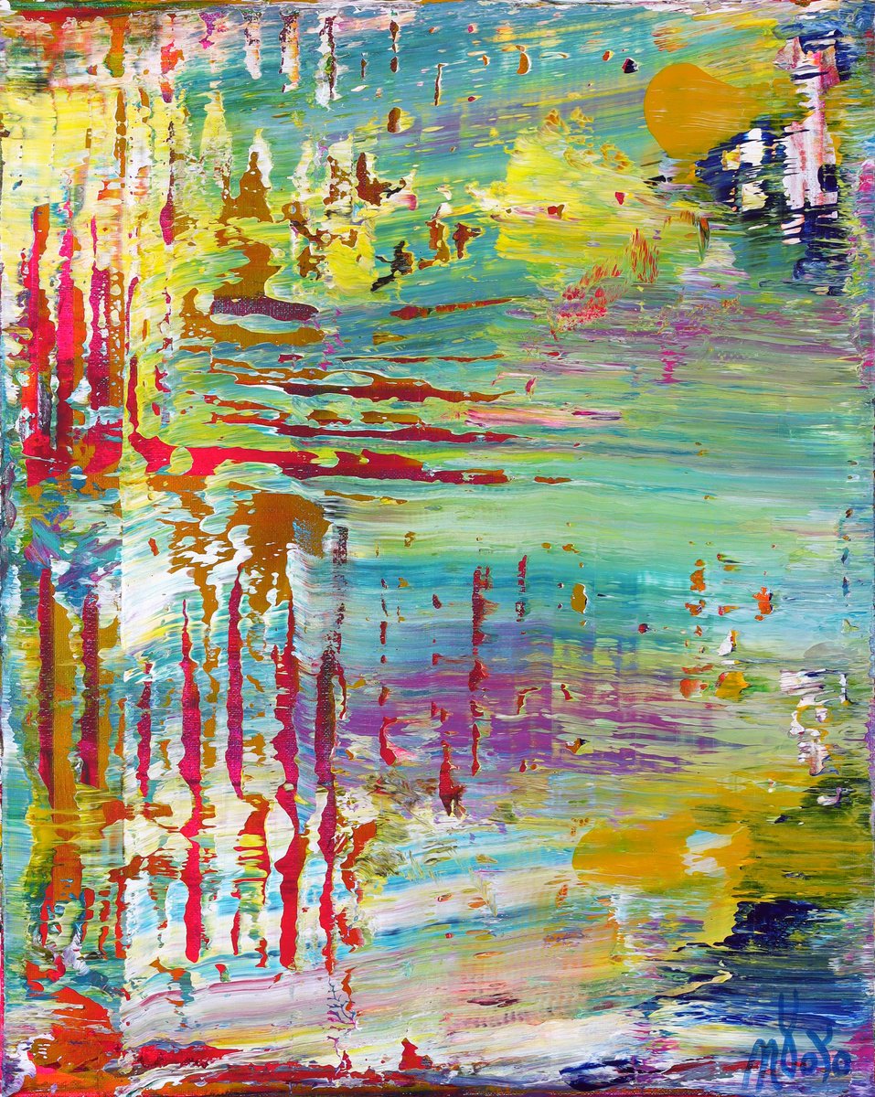 Abstract Acrylic Painting By Nestor Toro, 16 X 20", Sunny Dimensions, Original Artwork