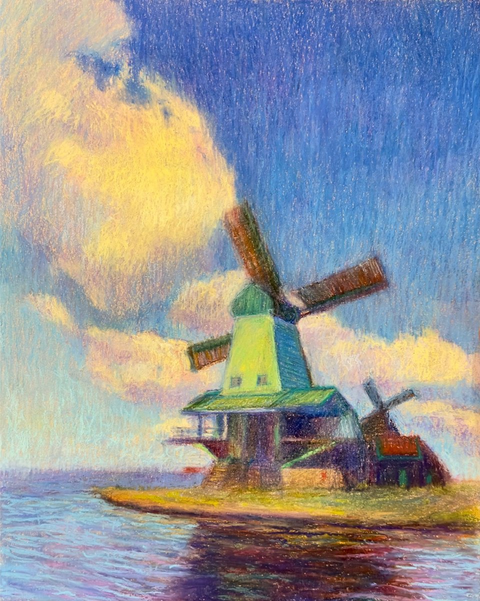 Impressionistic Cityscapes Pastel Drawing By Nataliia Zaharuk, 12 X 16", Weekend In Holland, Original Artwork