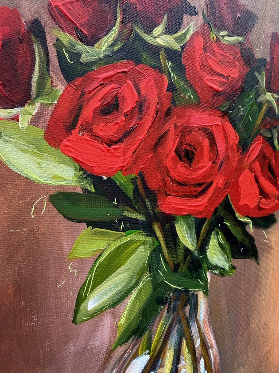 Still Life with Red Roses