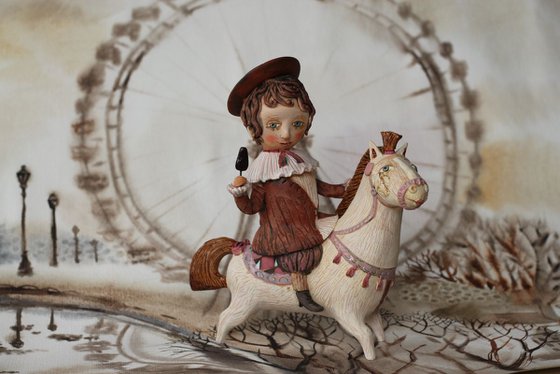 Boy riding a horse. From "Le Carousel, Hommage à l'Innocence" project by Elya Yalonetski