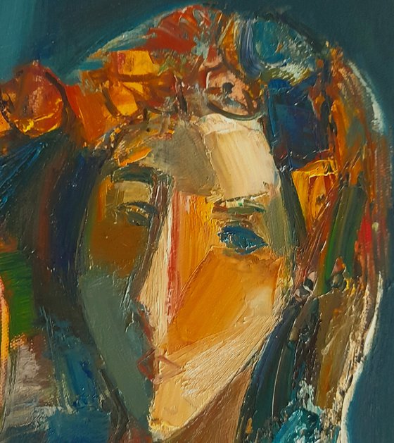 Abstract portrait (24x30cm, oil/canvas, abstract portrait)