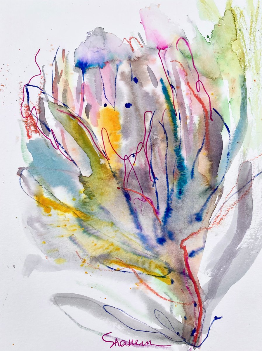 Expressive Botanical Watercolour By Mari Skakun, 8 X 11", Floral Mood, Original Artwork