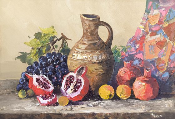 Clay Jug and Autumn Fruits