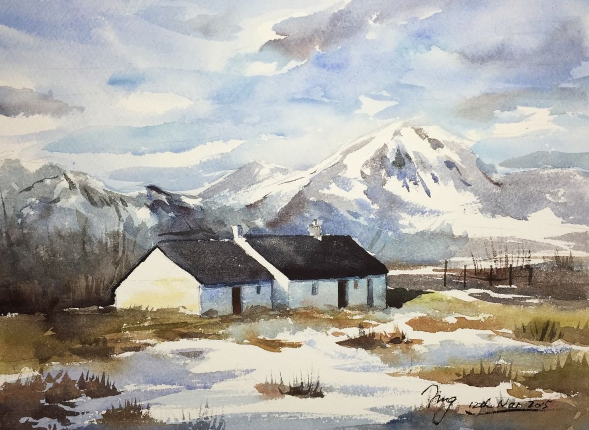 Impressionistic Landscape Watercolour By Jing Chen, 15 X 11, Melting Away, Original Artwork