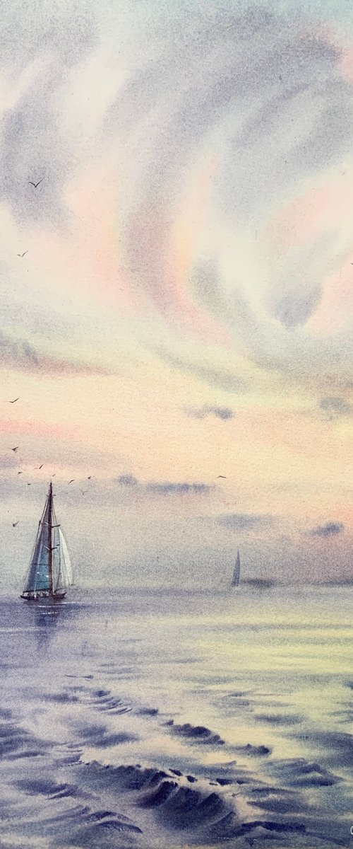 Yachts at sea #2 by Eugenia Gorbacheva