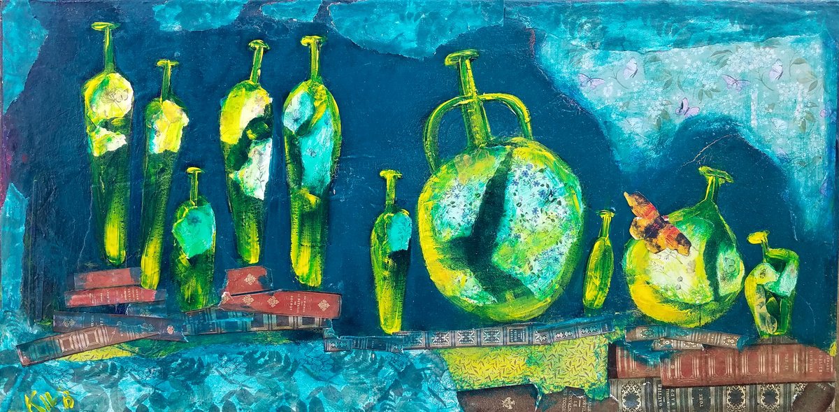 Still Life Painting By Kevin Blake, 24 X 12", Bookends Iv, Original Artwork