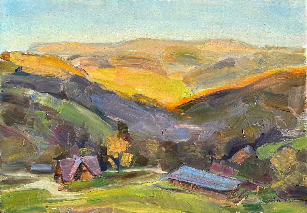 Impressionistic Landscape Oil Painting By Olha Dashkevych, 20 X 14", Izky Valley, Original Artwork