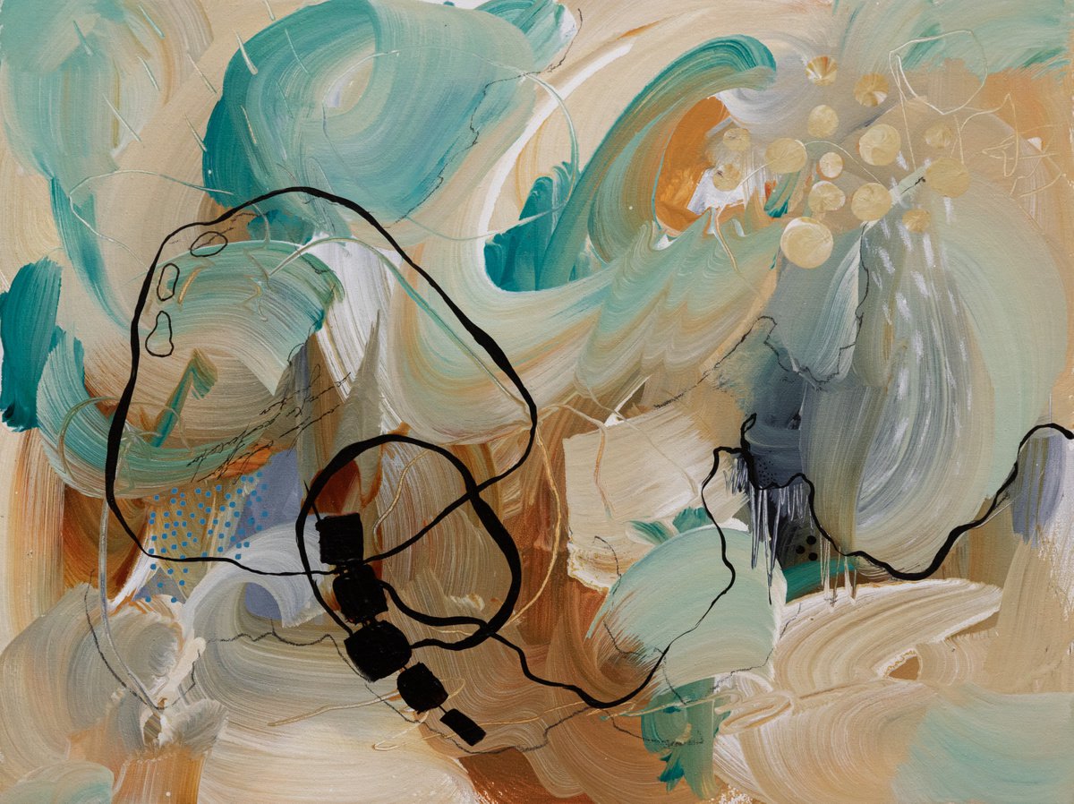 Berce par les flots - Original abstract acrylic painting on canvas - One of a kind by Chantal Proulx