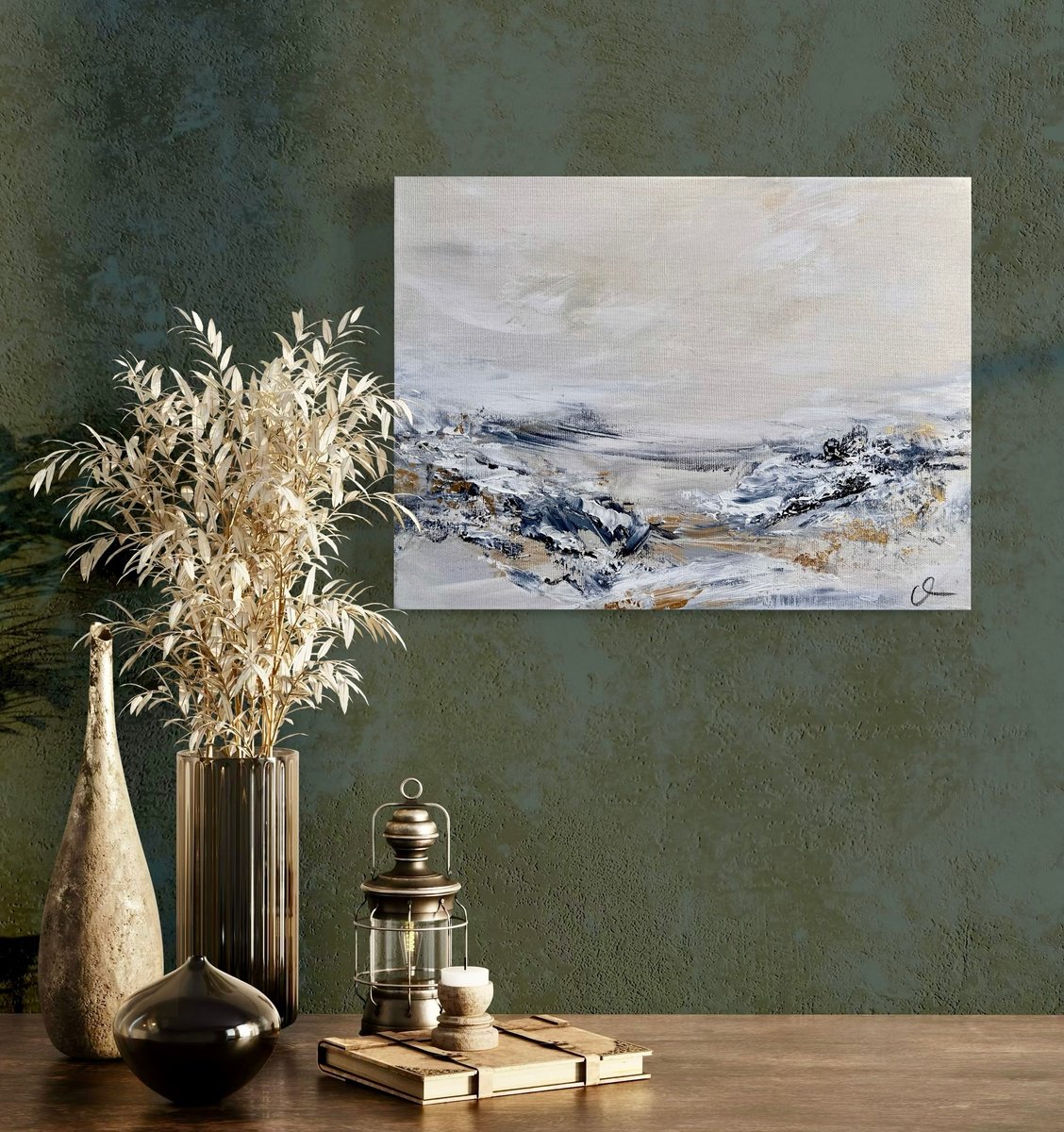 Organic Abstract Acrylic Painting By Maria Bevilacqua-Fischer, 16 X 12", Serenity V, Original Artwork