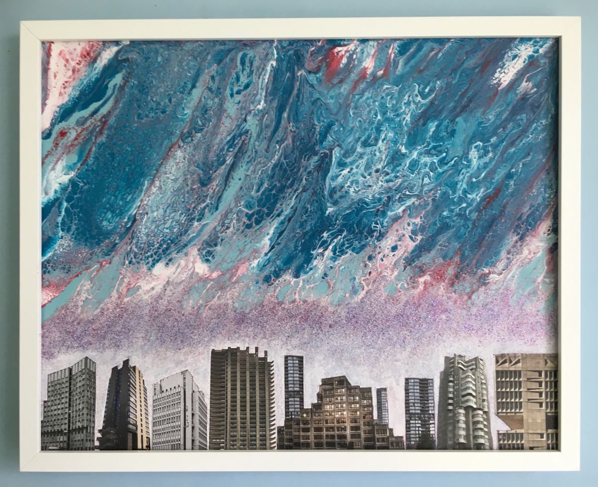Cityscapes Painting By Stefano Pallara, 20 X 17", Settling Dust Of Intuition, Original Artwork