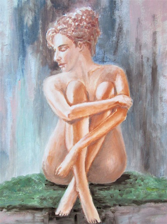 Nude Sitting on Green