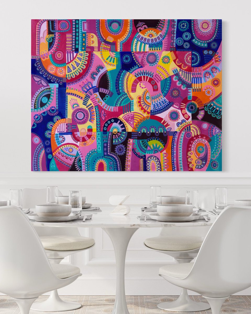 Abstract Acrylic Painting By Samantha Malone, 47 X 37", Endless Possibilities, Original Artwork