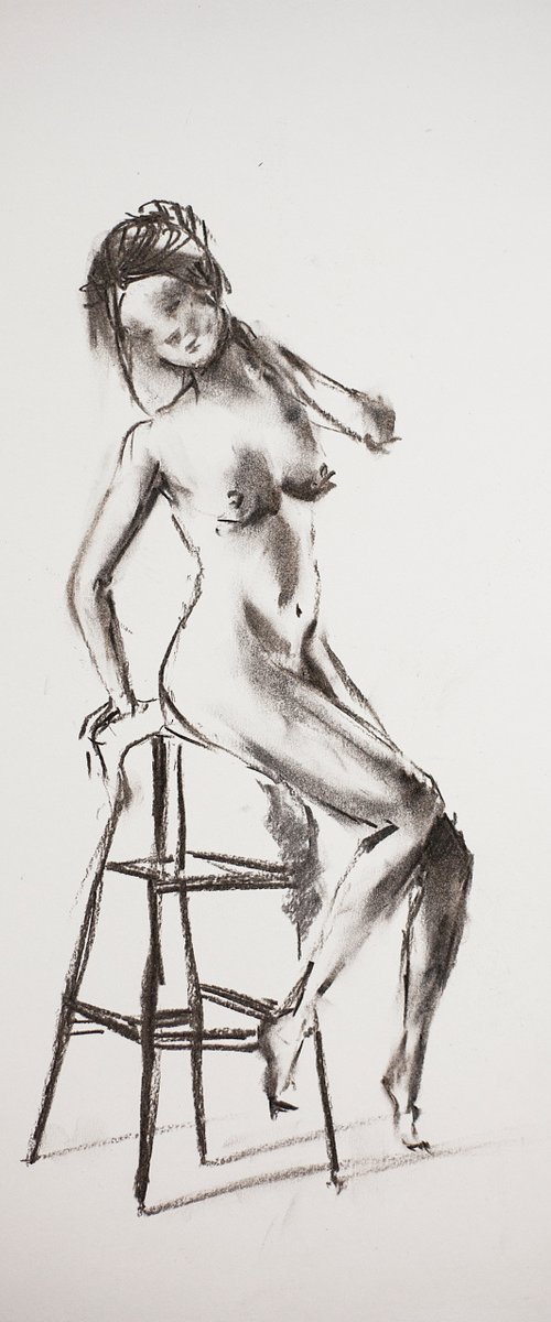 Nude in charcoal. 6. Black and white minimalistic female girl beauty body positive by Sasha Romm