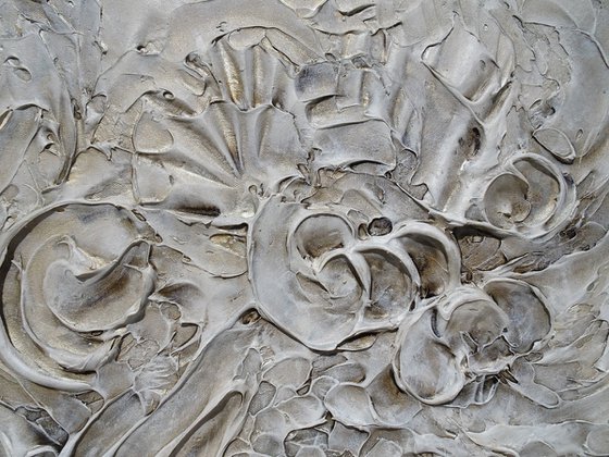 Sanibel Island Shelling. Abstract Beige, Gray, Taupe, Silver Textured 3D Art, Coastal Painting