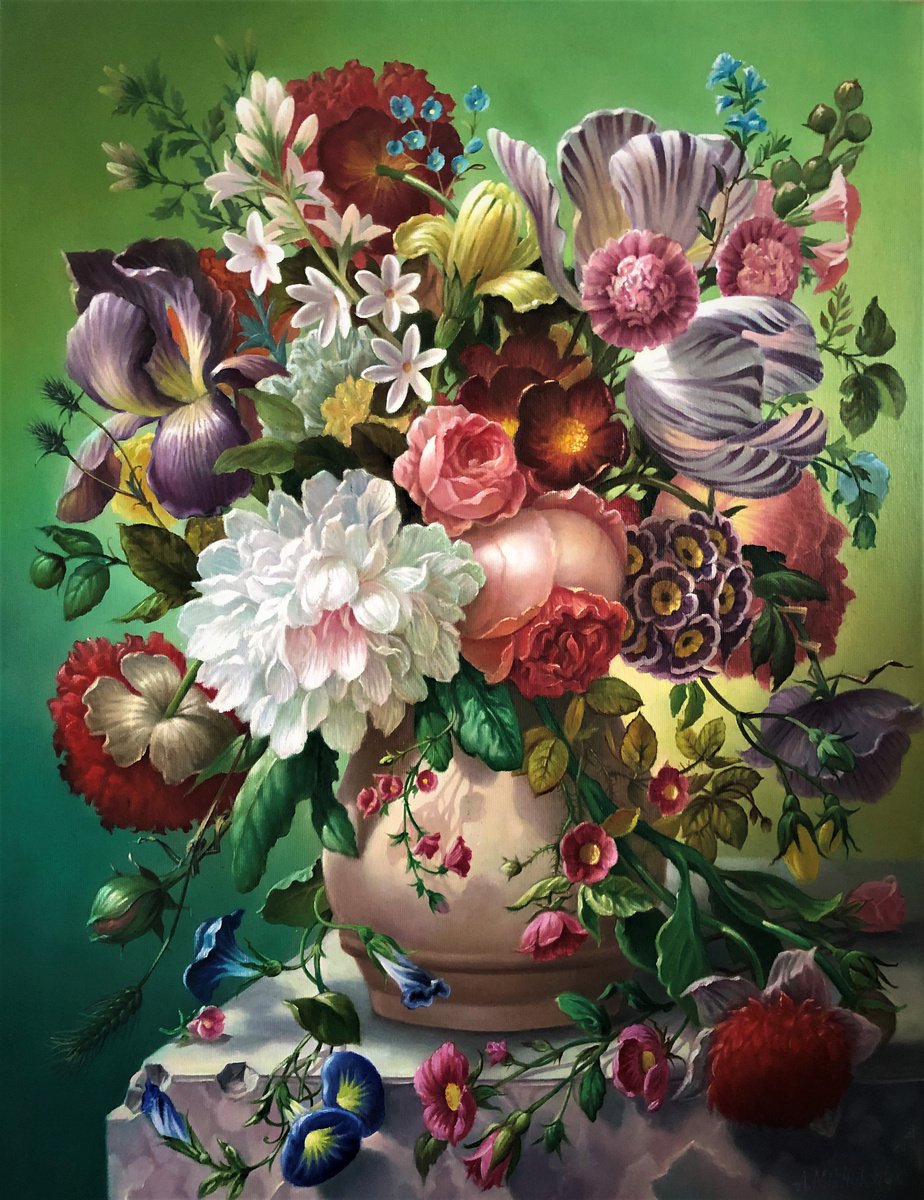 Photorealistic Still Life Oil Painting By Alexander Mikhalchyk, 20 X 26, Still Life ., Original Artwork