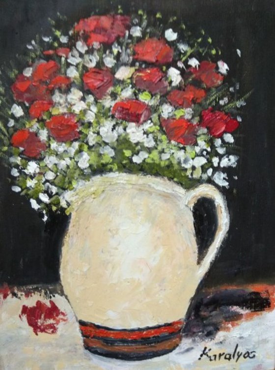 Pot with poppies