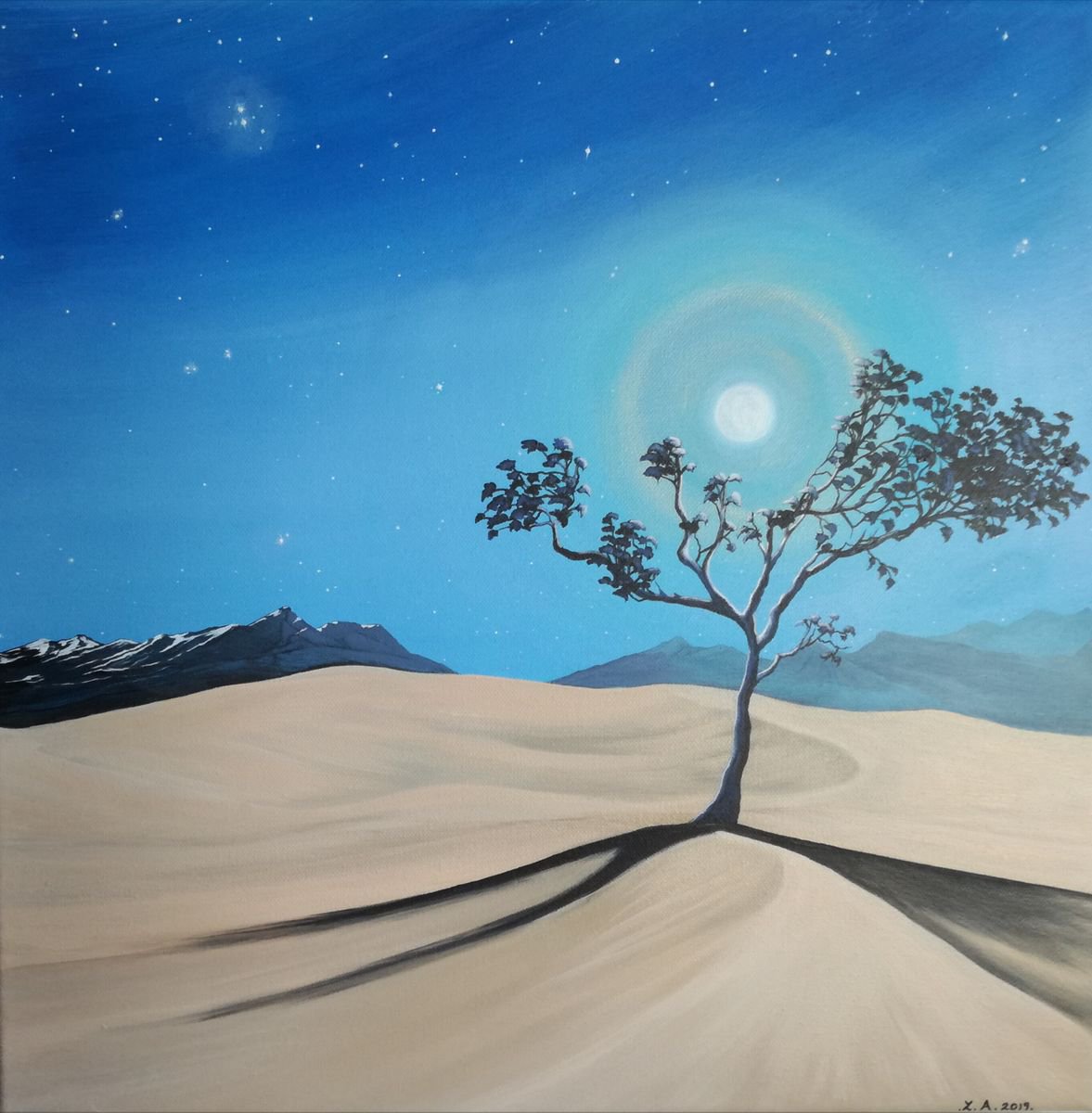 Landscape Acrylic Painting By Zoe Adams, 18 X 18", Desert Glow., Original Artwork
