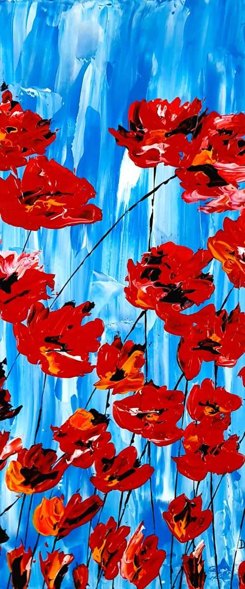 Poppies On Blue by Daniel Urbaník