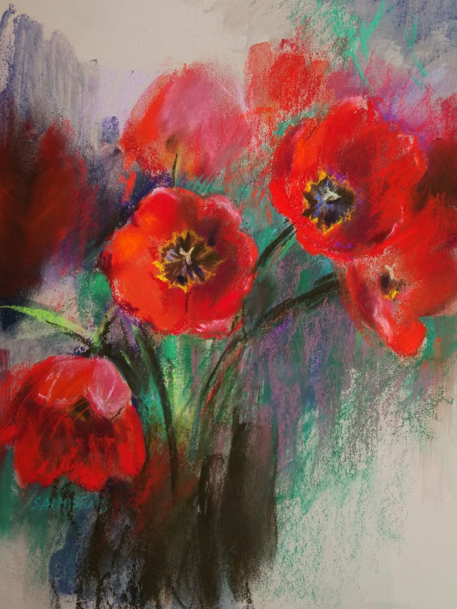Red Apeldoorn Tulips by Silja Salmistu