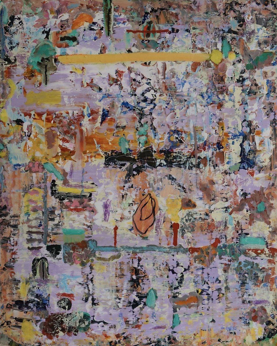 Organic Abstract Acrylic Painting By Geert Lemmers Fpa, 33 X 41, Mysterie And Substance Iii, Original Artwork