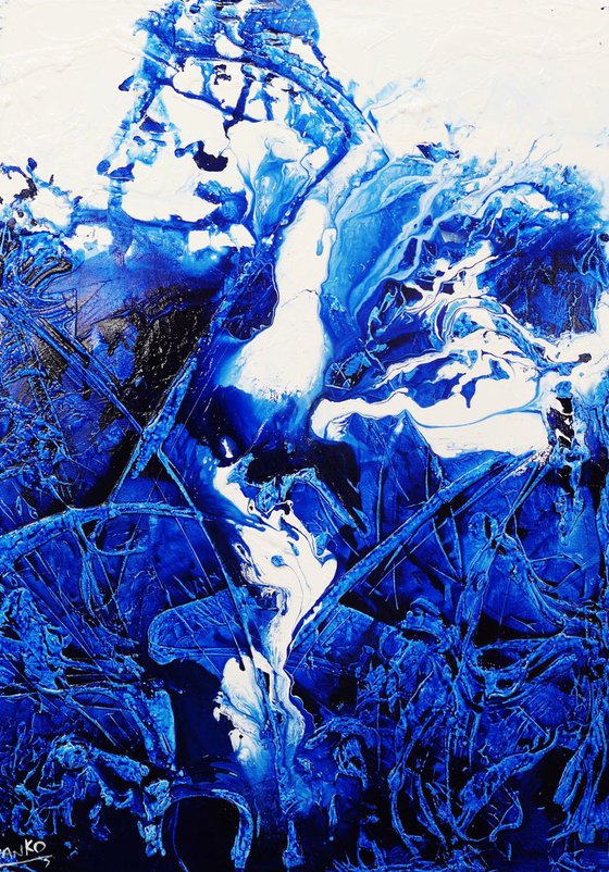 Stunning Blue 140cm x 100cm texture Abstract painting blues ocean fluid