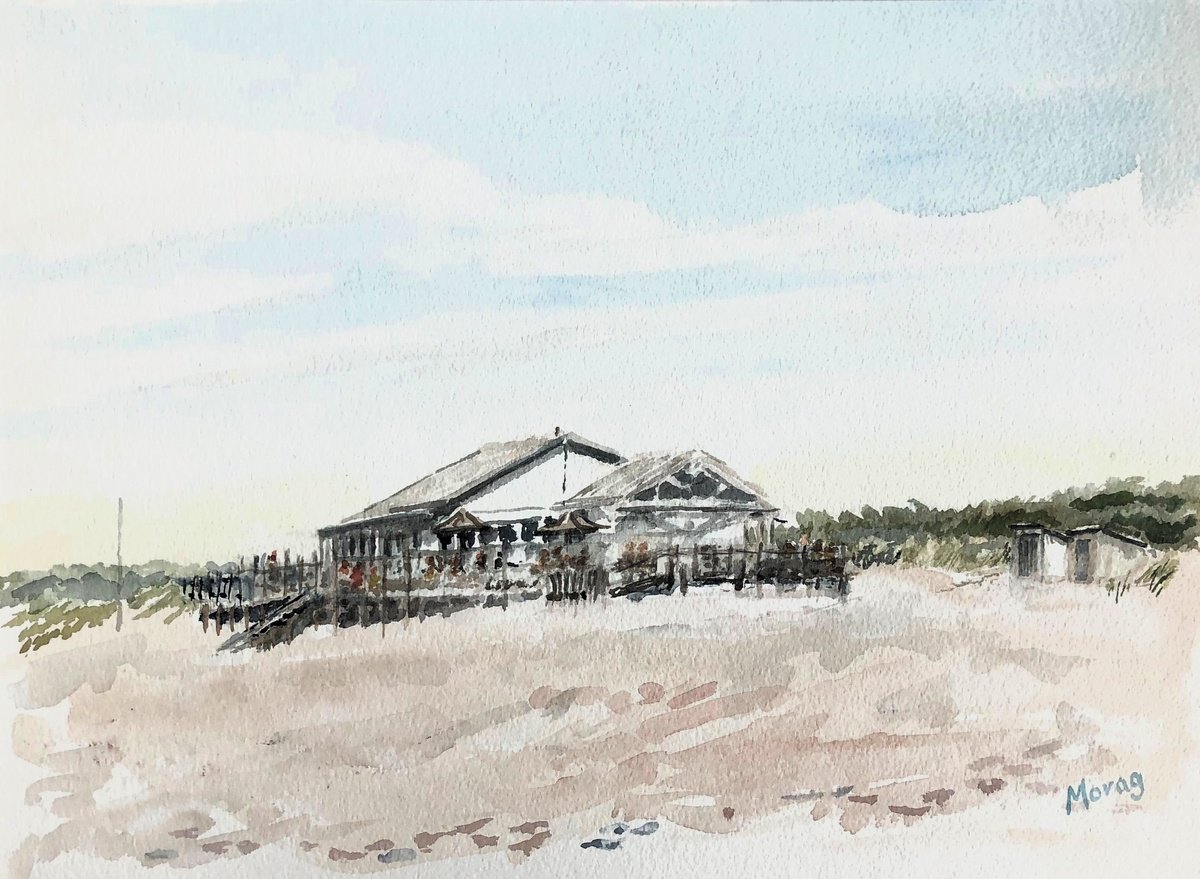 Impressionistic Watercolour , Come On Down To Beachhouse 25 By Morag Paul, 24 X 20, Artwork For Sale On Artfinder
