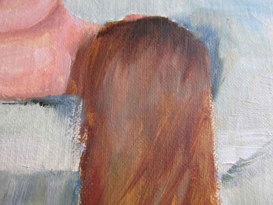 'Slumber' original oil painting nude erotic home decor 8x12 inches.