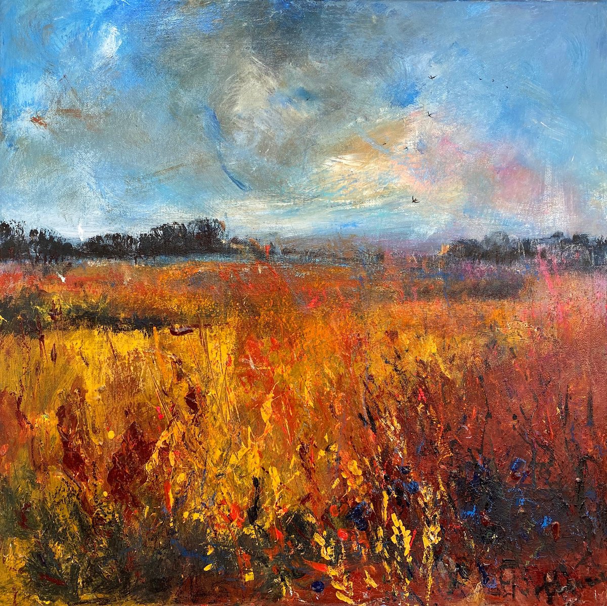 Late Summer Fields swallows overhead by Teresa Tanner