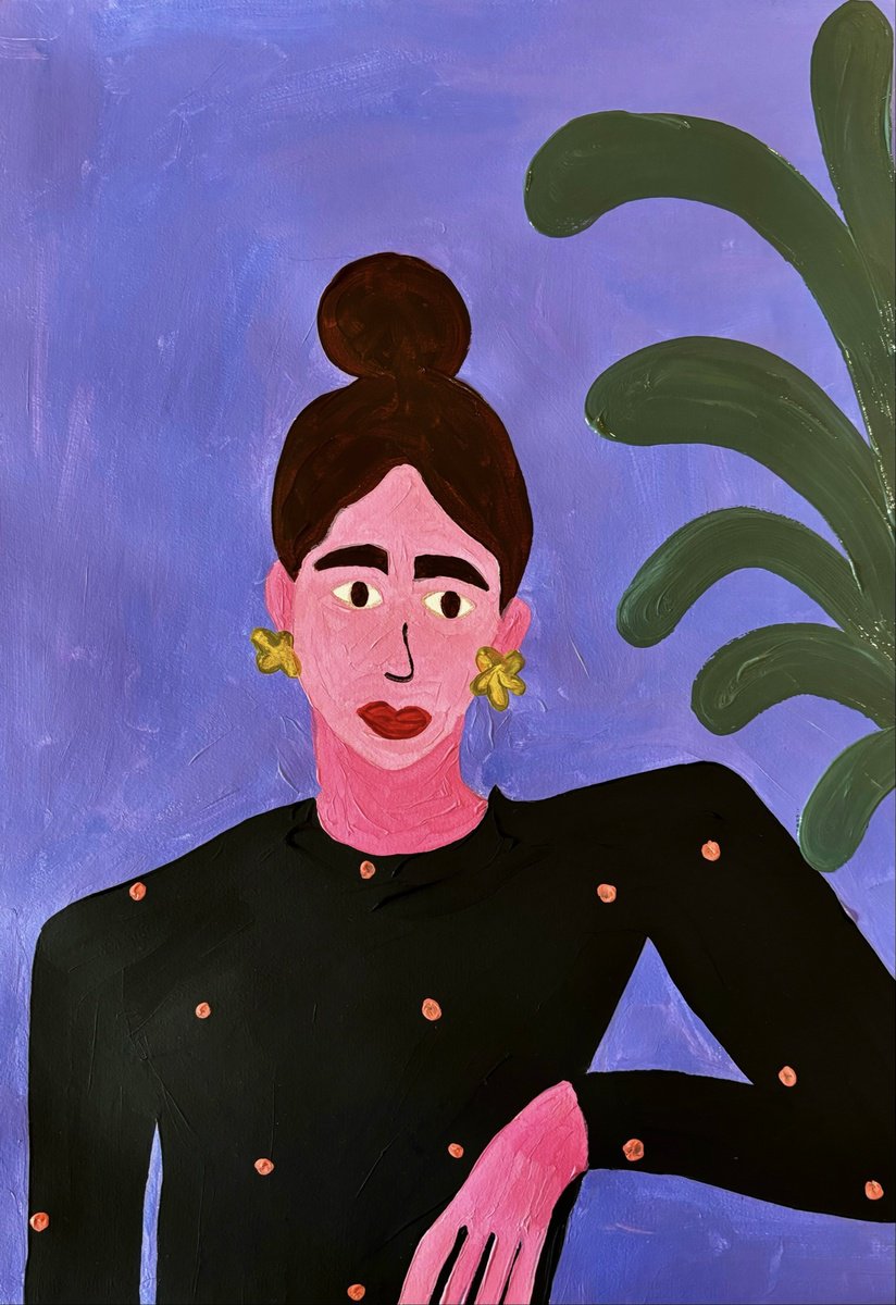 Urban And Pop Portrait Acrylic Painting By Aurora Camaiani, 14 X 20, Understanding, Original Artwork