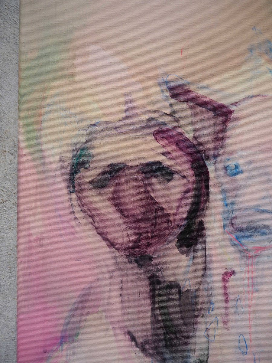 Expressive Animal Acrylic Painting By Cynthia Gregorova, 12 X 16, No Title (Hyenas), Original Artwork