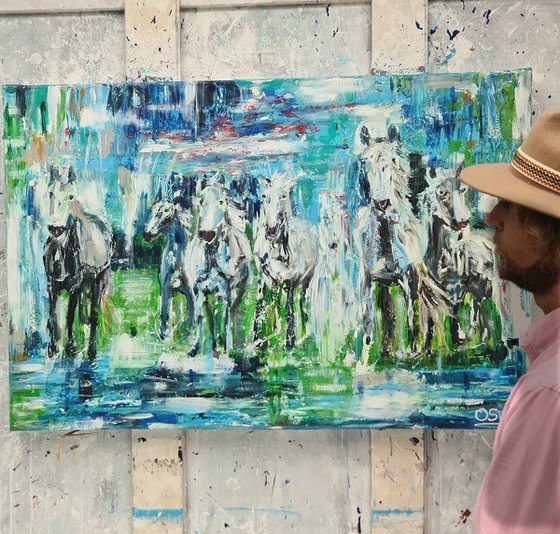 Horse painting: MYSTERY HORSES IV- 100 x 120 cm. Abstract painting