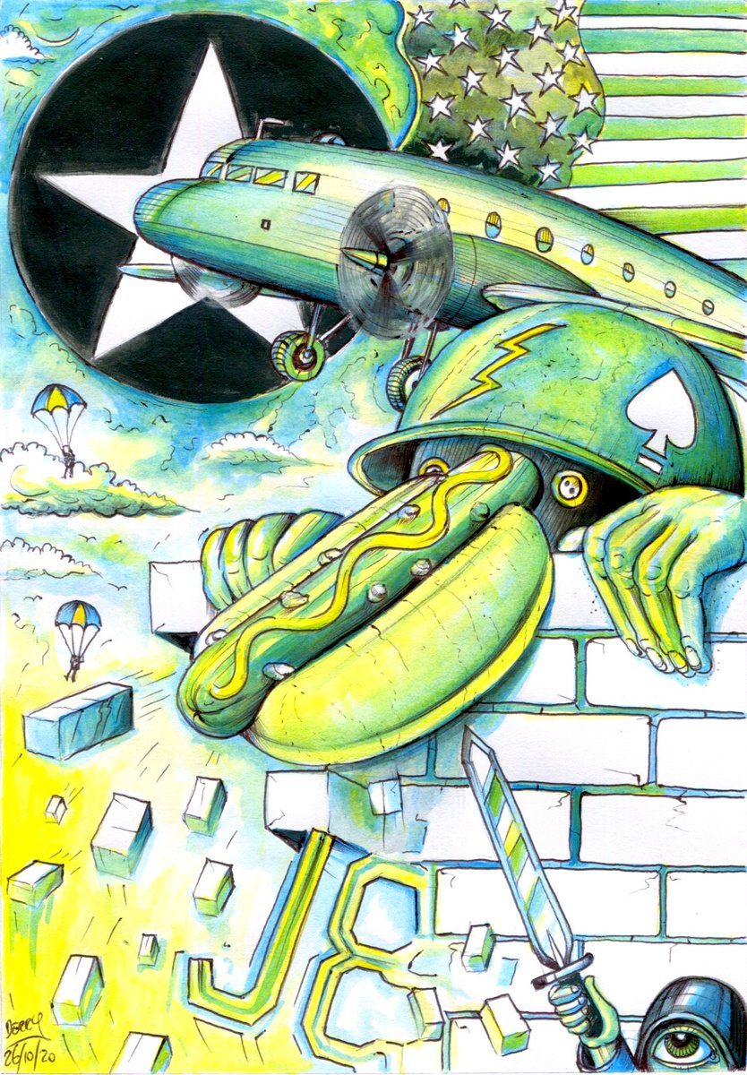 Surrealistic Portrait Drawing By Spencer John Derry, 8 X 12", Kilroy Was Here, Original Artwork