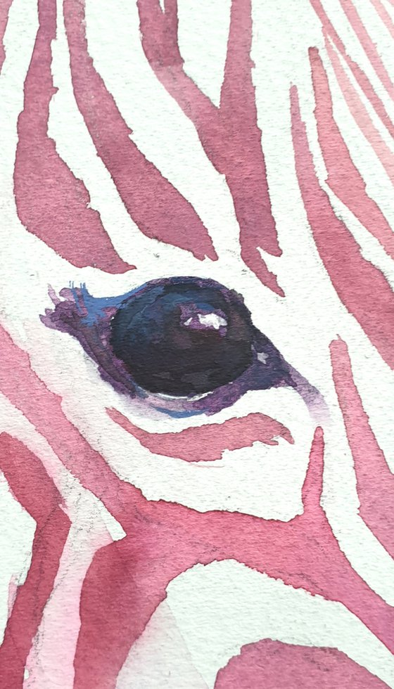 ZEBRA IN PINK original watercolor 27X37 2022.002