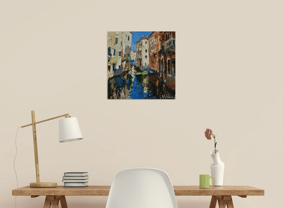 Venice. italian landscape- Original impasto landscape painting textured Oil painting Italy wall art